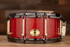 NOBLE & COOLEY 14 X 6 SS CLASSIC CHERRY SOLID SHELL SNARE DRUM TRANSLUCENT RED GLOSS, BRASS LUGS, BLACK CHROME HOOPS