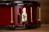 NOBLE & COOLEY 14 X 6 SS CLASSIC CHERRY SOLID SHELL SNARE DRUM TRANSLUCENT RED GLOSS, BRASS LUGS, BLACK CHROME HOOPS