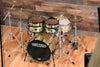 NOBLE & COOLEY HORIZON SERIES 4 PIECE DRUM KIT, GOLD SPARKLE LACQUER, BLACK CHROME FITTINGS