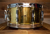 PEARL CUSTOM CLASSIC SERIES 14 X 6.5 HAMMERED BRASS SNARE DRUM, MADE IN JAPAN, CIRCA 1992 - 1994 (PRE-LOVED)