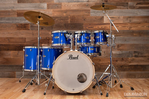 PEARL EXPORT EXX 7 PIECE DRUM KIT WITH HARDWARE AND SABIAN SBR CYMBALS, HIGH VOLTAGE BLUE