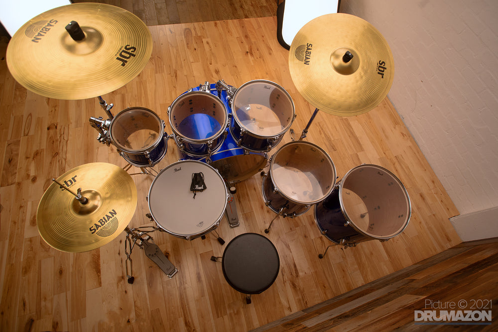 PEARL EXPORT EXX 7 PIECE DRUM KIT WITH HARDWARE AND SABIAN SBR