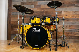 PEARL MASTERS PREMIUM MAPLE (MRP) 6 PIECE DRUM KIT, CANARY YELLOW SPARKLE LACQUER (PRE-LOVED)