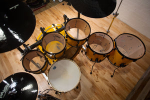 PEARL MASTERS PREMIUM MAPLE (MRP) 6 PIECE DRUM KIT, CANARY YELLOW SPARKLE LACQUER (PRE-LOVED)