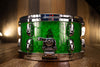 PEARL MASTERWORKS ARTISAN 13 X 6 SNARE DRUM, GREEN TAMO WITH TRIBAL GRAPHICS (PRE-LOVED)