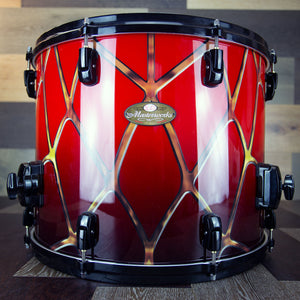 PEARL MASTERWORKS 18 X 14 FLOOR TOM, SPIDERWEB FADE LACQUER WITH GRAPHIC FINISH