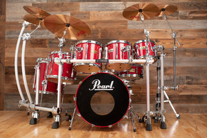 PEARL BLX PRESTIGE STUDIO 6 PIECE DRUM KIT, SEQUOIA RED LACQUER, CIRCA 1988 (PRE-LOVED)