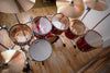 PEARL BLX PRESTIGE STUDIO 6 PIECE DRUM KIT, SEQUOIA RED LACQUER, CIRCA 1988 (PRE-LOVED)