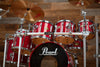 PEARL BLX PRESTIGE STUDIO 6 PIECE DRUM KIT, SEQUOIA RED LACQUER, CIRCA 1988 (PRE-LOVED)