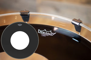 REMO AMBASSADOR EBONY BASS DRUM HEAD WITH HOLE (SIZES 18" TO 26")