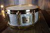 REMO 14 X 5.5 LOUIS BELLSON SIGNATURE SNARE DRUM, WHITE MARINE PEARL, GOLD HARDWARE (PRE-LOVED)