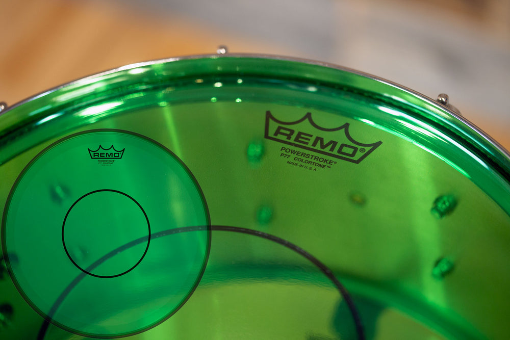 REMO POWERSTROKE 77 COLORTONE GREEN DRUM HEAD SIZES 13 TO 14 Drumazon