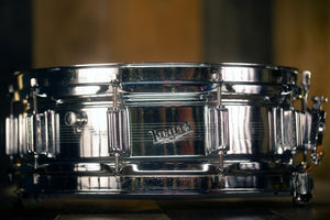 ROGERS 14 X 5 DYNA-SONIC CHROME OVER BRASS SNARE DRUM, RARE UK BUILT VERSION LATE 60'S (PRE-LOVED)