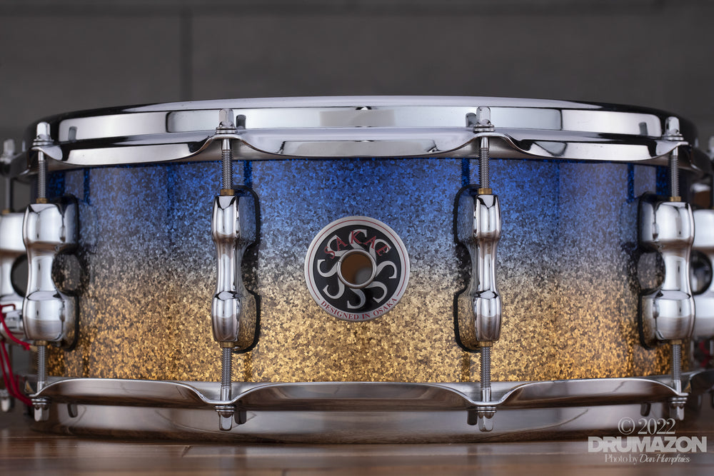 SAKAE OSAKA HERITAGE 14 X 5.5 EVOLVED MAPLE SNARE DRUM LAZURITE GOLD Drumazon