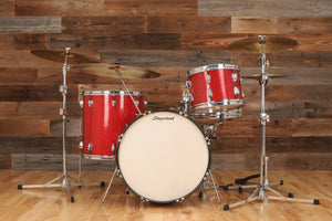 SLINGERLAND 2N NEW JOBBING OUTFIT 3 PIECE DRUM KIT, RED SPARKLE CIRCA 1955-59 (PRE-LOVED)