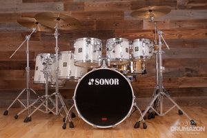 SONOR FORCE 3003 6 PIECE MAPLE DRUM KIT, WHITE SPARKLE LACQUER (PRE-LOVED)