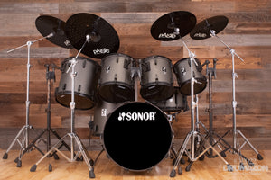 SONOR PHONIC PLUS HI-TECH 7 PIECE DRUM KIT, ANTHRACITE GREY (PRE-LOVED)