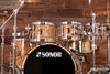 SONOR PROLITE 5 PIECE DRUM KIT, VINTAGE MAPLE SHELL, CHOCOLATE BURL EXOTIC VENEER (PRE-LOVED)