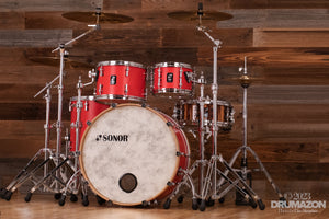 SONOR SQ1 4 PIECE BIRCH DRUM KIT, HOT ROD RED (PRE-LOVED)