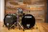 SONOR SQ2 4 PIECE DRUM KIT, BLACK SILVER SPARKLE FADE LACQUER WITH CHROME / BLACK CHROME FITTINGS (PRE-LOVED)