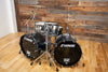 SONOR SQ2 4 PIECE DRUM KIT, BLACK SILVER SPARKLE FADE LACQUER WITH CHROME / BLACK CHROME FITTINGS (PRE-LOVED)