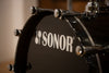 SONOR SQ2 4 PIECE DRUM KIT, BLACK SILVER SPARKLE FADE LACQUER WITH CHROME / BLACK CHROME FITTINGS (PRE-LOVED)