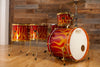 SPAUN CUSTOM SERIES MAPLE DRUM KIT, GOLD FIRE FLAMES WITH GOLD HARDWARE (PRE-LOVED)