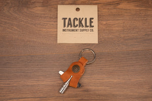 TACKLE LEATHER DRUM KEY CASE, SADDLE TAN, INCLUDES DRUM KEY