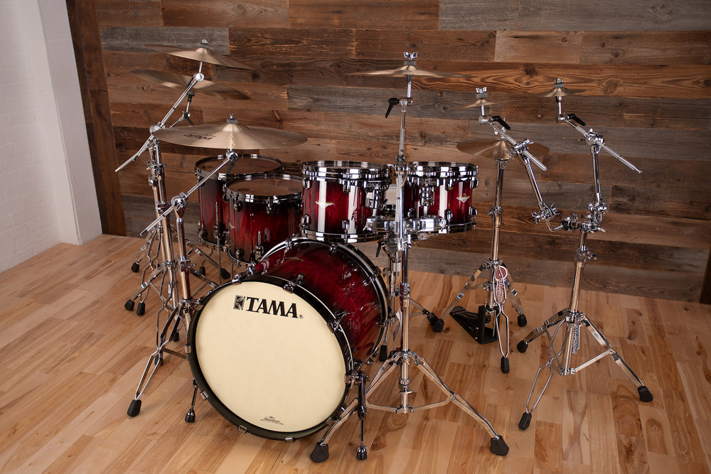 TAMA STARCLASSIC BUBINGA 5 PIECE DRUM KIT, GARNET QUILTED BUBINGA 