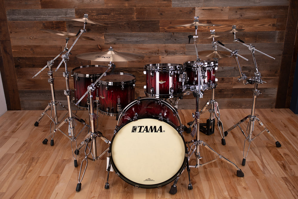 TAMA STARCLASSIC BUBINGA 5 PIECE DRUM KIT, GARNET QUILTED BUBINGA 