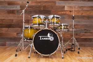 TAMBURO FORMULA 5 PIECE FUSION DRUM KIT WITH HARDWARE & STOOL, GOLD BLACK SPARKLE