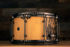 VARUS 14 X 7 MAHOGANY SHELL SNARE DRUM WITH ROYAL EBONY OUTER PLY, BLACK NICKEL FITTINGS, DIECAST HOOPS