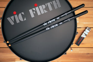 VIC FIRTH AMERICAN CLASSIC 5A BLACK FINISH WOOD TIP DRUMSTICKS