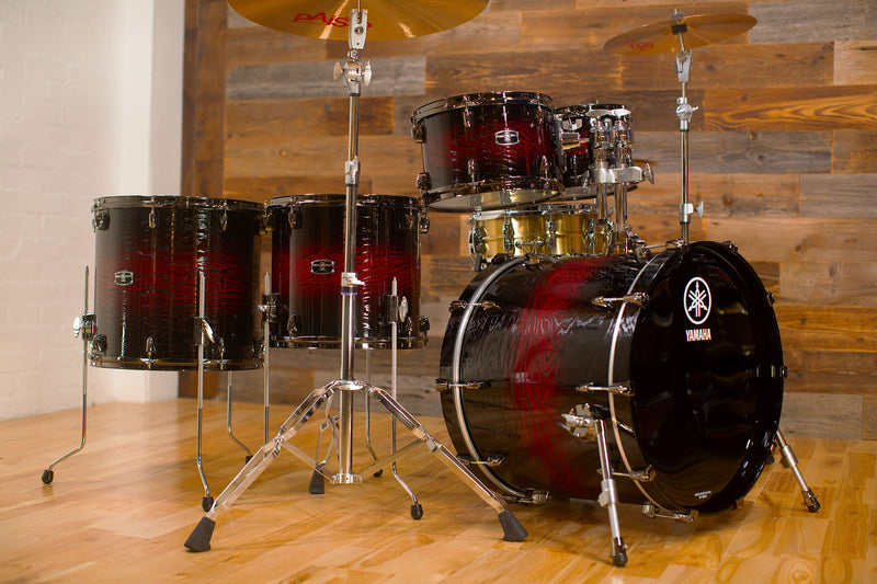 YAMAHA LIVE CUSTOM HYBRID OAK 5 PIECE DRUM KIT MAGMA SUNBURST