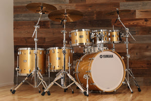 YAMAHA ABSOLUTE HYBRID MAPLE 5 PIECE DRUM KIT, GOLD CHAMPAGNE SPARKLE