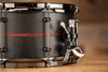 ZEBRA DRUMS 13 X 7 BLACK PLANE SERIES STAVE SNARE DRUM, BLACK STAIN WITH RED STAIN WALNUT INLAY