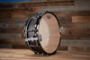 ZEBRA DRUMS 14 X 5.5 BLACK PLANE SERIES STAVE SNARE DRUM, BLACK STAIN WITH RED STAIN WALNUT INLAY