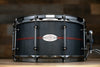 ZEBRA DRUMS 14 X 7 BLACK PLANE SERIES STAVE SNARE DRUM, BLACK STAIN WITH RED STAIN WALNUT INLAY