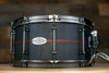 ZEBRA DRUMS 14 X 7 BLACK PLANE SERIES STAVE SNARE DRUM, BLACK STAIN WITH RED STAIN WALNUT INLAY