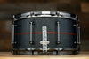 ZEBRA DRUMS 14 X 7 BLACK PLANE SERIES STAVE SNARE DRUM, BLACK STAIN WITH RED STAIN WALNUT INLAY